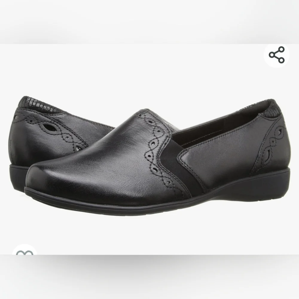 ARAVON Loafers Shoe Black Women 11 B leather upper